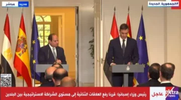 سانشيز يعرب عن فخره باستقبال الرئيس السيسي في زيارته الرسمية إلى مدريد