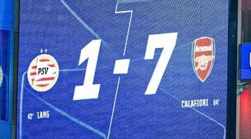 أرسنال يحقق رقمًا قياسيًا متفوقًا على عمالقة دوري أبطال أوروبا بعد تسجيل سباعية تاريخية ضد بي إس في