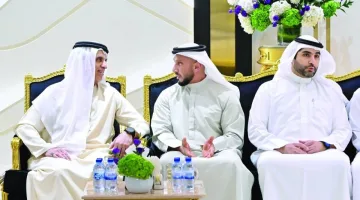 حمد الشرقي وسعود بن صقر يستقبلان المهنئين بمناسبة شهر رمضان المبارك
